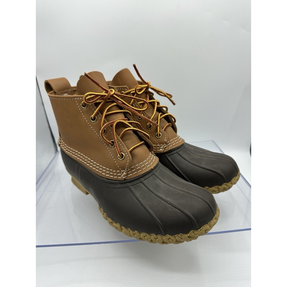 L.L. Bean Duck Boots Brown Leather Rubber Made in Maine Mens 8 Waterproof